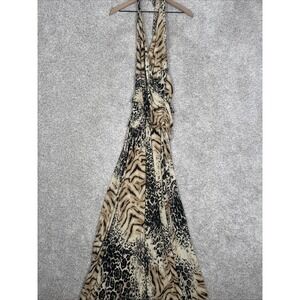 Vintage Janine Animal Print Evening Gown Dress - Small